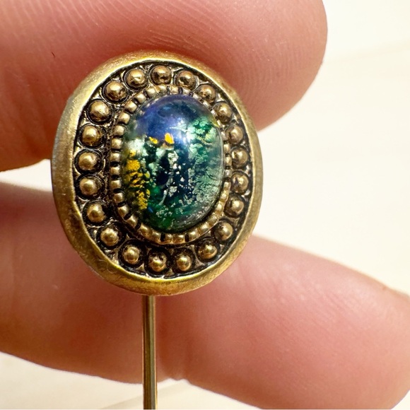 Vintage Dragons Breath Stickpin Golden Jelly Opal Victorian Raised Relief - Picture 5 of 10